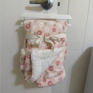 Tahari Pink Floral Kids Blanket with White Bow